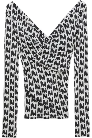 Msgm Top con logo estampado y cuello en V