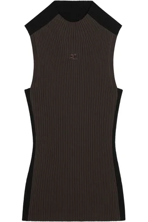 Courrèges Top sin mangas de canalé Contrast Frame