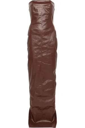 Rick Owens Vestido de fiesta vaquero con cuello cuadrado