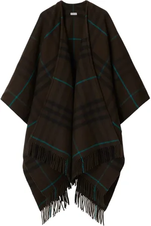 Burberry Capa a cuadros con flecos