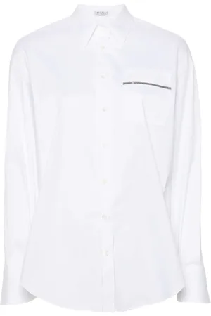 Brunello Cucinelli Camisa con aplique Monili
