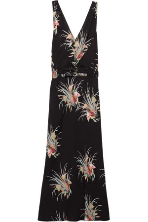 Prada Vestido midi con motivo floral en jacquard