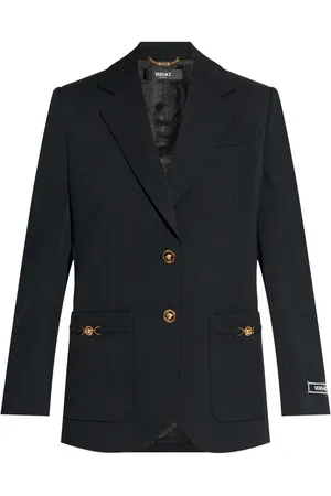 VERSACE Logo-appliqué single-breasted blazer