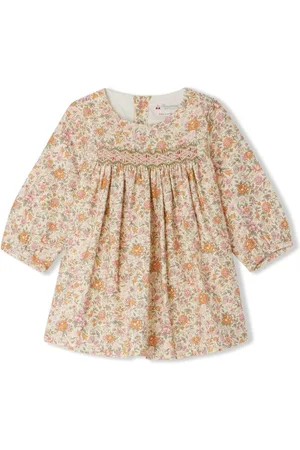 BONPOINT Vestido con estampado floral y panel fruncido