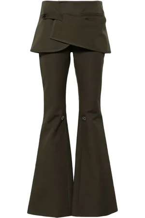 Courrèges Pantalones bootcut con capa de falda a capas