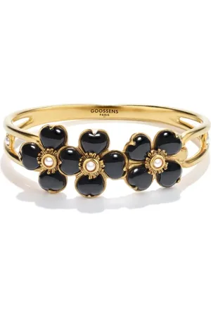 Goossens Pulsera Clover bañada en oro de 24 ct con cuarzo y perla