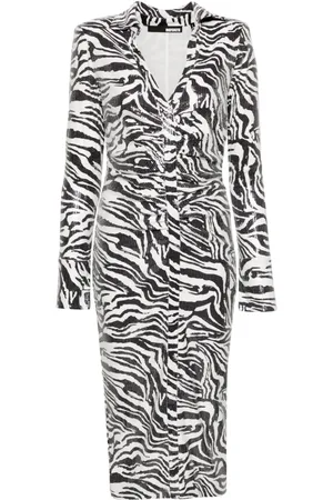ROTATE Vestido con estampado de cebra y lentejuelas