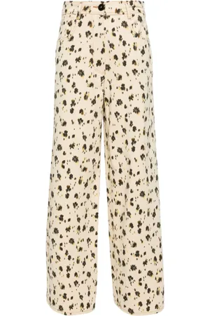 FORTE FORTE Pantalones palazzo con estampado de leopardo