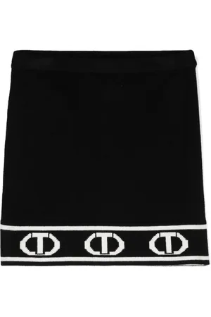Twin-Set Minifalda con logo T en intarsia