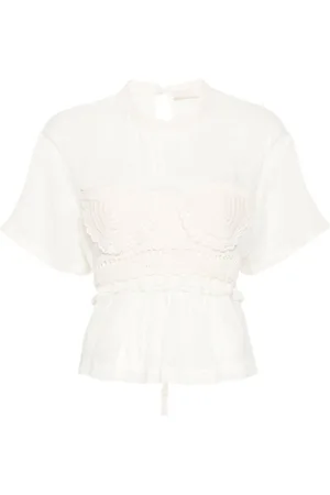 ULLA JOHNSON Blusa Cari con panel de ganchillo