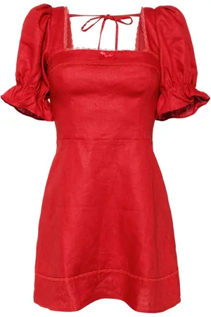 Reformation Vestido Evianna con cuello cuadrado