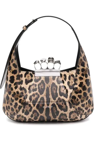 Alexander McQueen Bolso de hombro Jewelled con estampado de leopardo