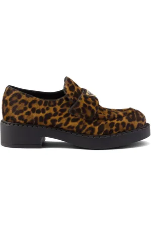Prada Mocasines Chocolate con tacón de 50 mm