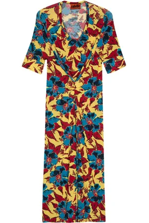 Colville Vestido midi fruncido con estampado floral