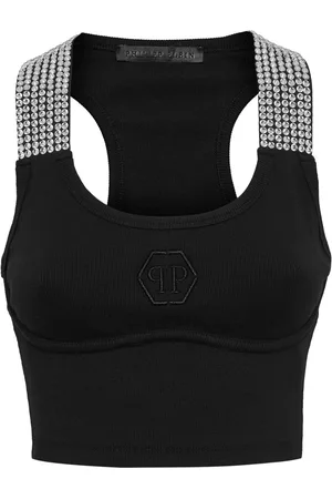 Philipp Plein Top corto con detalles de cristal
