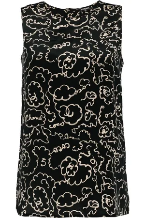 CHANEL Blusa con logo estampado 1990-2000