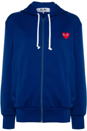 Comme des Garçons Sudadera con capucha y bordado de corazón con cremallera