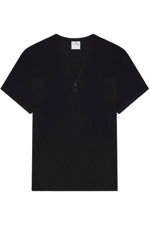 Courrèges Camiseta de canalé con cuello en V