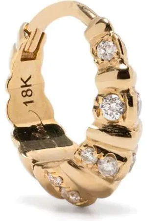 Lizzie Mandler Pendiente Crescent mini en oro amarillo de 18 ct con diamantes