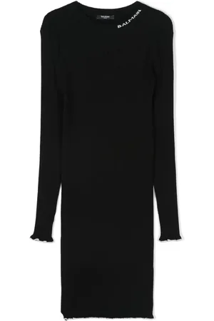 Balmain Vestido de canalé con logo en jacquard