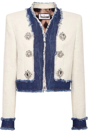 Philipp Plein Chaqueta de tweed con apliques de cristal