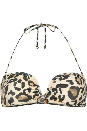 Nanushka Top de bikini con motivo de leopardo