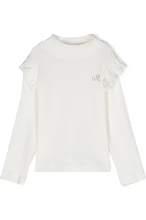 MONNALISA Blusa de canalé con monograma en strass