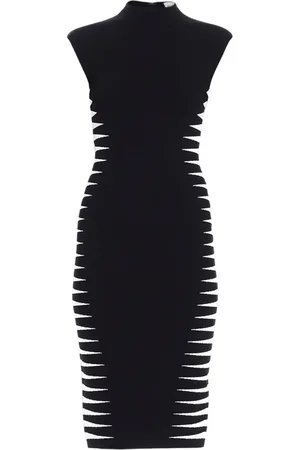 Hervé Léger Vestido midi con cuello alzado
