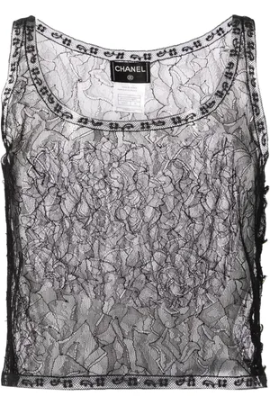 CHANEL Top con encaje sin mangas 2000