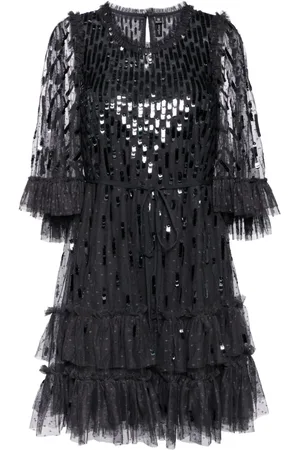 Needle & Thread Vestido con lentejuelas y volantes