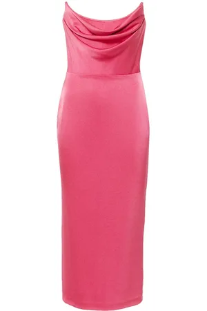 ALEX PERRY Vestido midi de satén estilo corsé