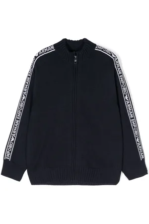 Emporio Armani Jersey con logo en intarsia y cremallera