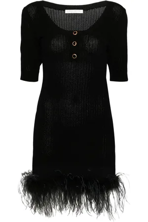 Alessandra Rich Vestido con ribete de plumas