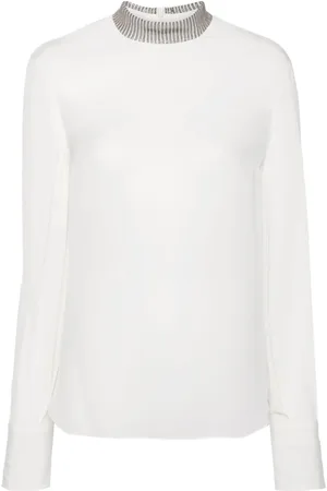 Brunello Cucinelli Blusa con detalle Monili