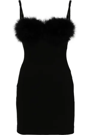 BLUMARINE Vestido corto con aplique de plumas