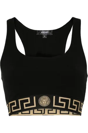 VERSACE Top corto con borde Greca