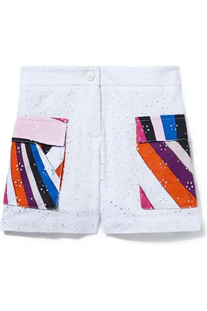 PUCCI Junior Pantalones cortos con bordado inglés y estampado Iride