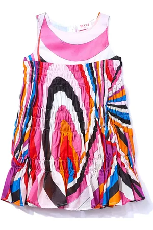 PUCCI Junior Vestido fruncido con estampado Iride