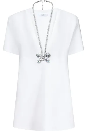 AREA Vestido estilo camiseta con charm de mariposa
