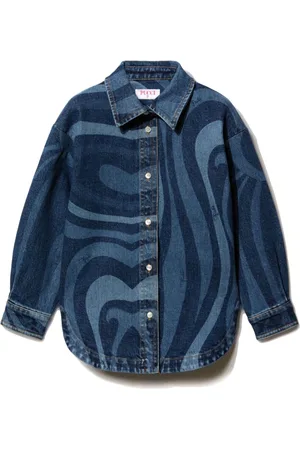 PUCCI Junior Camisa vaquera con estampado Marmo