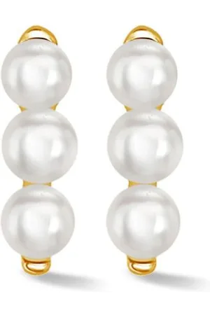 Dower and Hall Pendientes Timeless Triple Pearl Bar