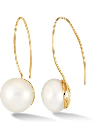 Dower and Hall Pendientes Timeless Long White Pearl con tacón de 14 mm