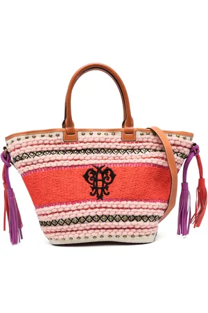 Puccini Bolso shopper con logo bordado y rayas