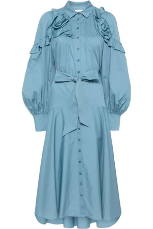 Marchesa Notte Vestido Rosette con volantes