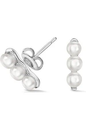 Dower and Hall Pendientes Timeless Triple Pearl Bar