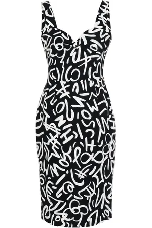 Moschino Vestido midi con garabatos estampados