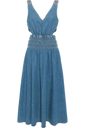 Maje Vestido largo vaquero con aberturas
