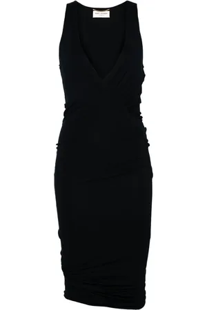 Saint Laurent Vestido corto fruncido