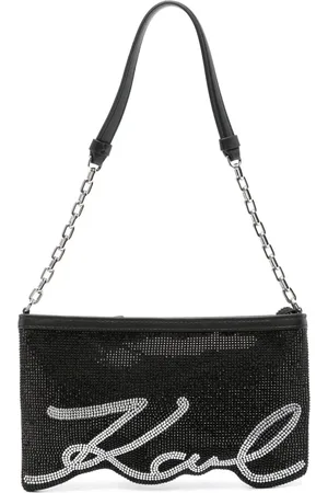 Karl Lagerfeld Bolso de hombro con logo de strass