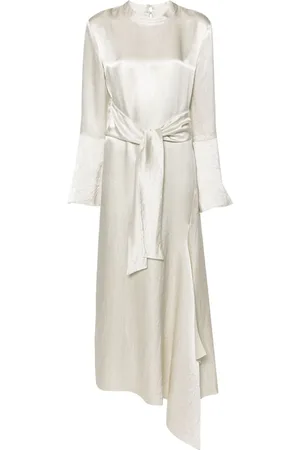 Nanushka Vestido largo de satén con detalle de lazo